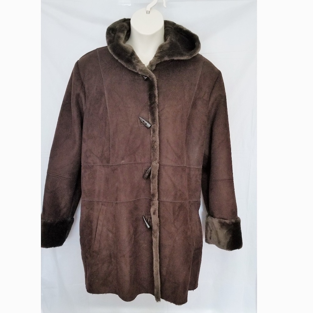 Lane Bryant Coat Faux Suede Shearling~ Sz 26/28